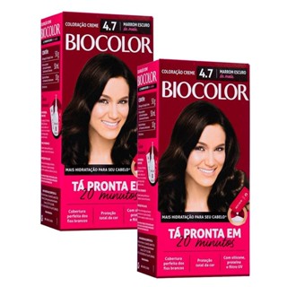 Kit 2X Tintura Creme Biocolor Marrom Escuro da Moda 4.7 Mini Kit