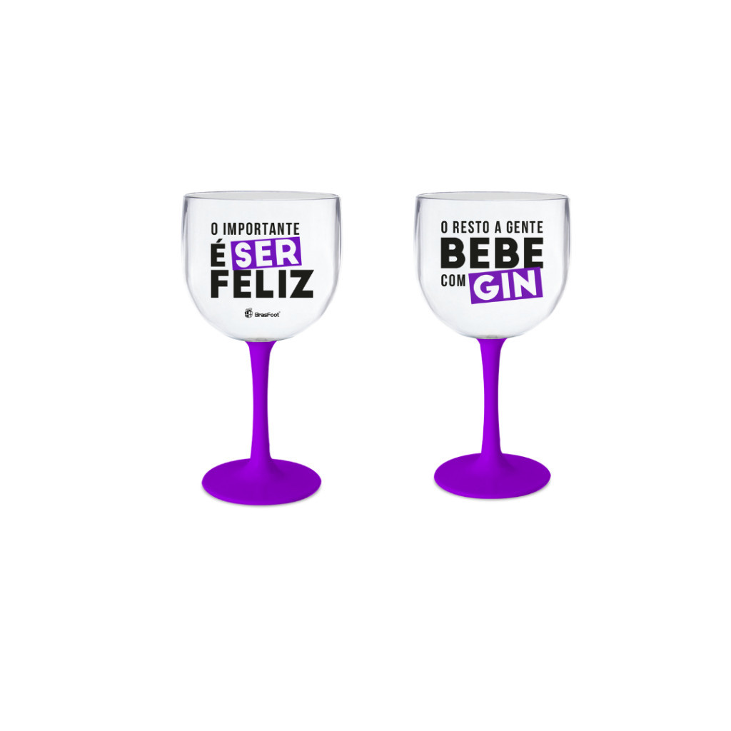Taça Plástica para Festas - Drinks Coquetéis Gin 580 ml Marca Brasfoot – Tema O Importante Ser Feliz