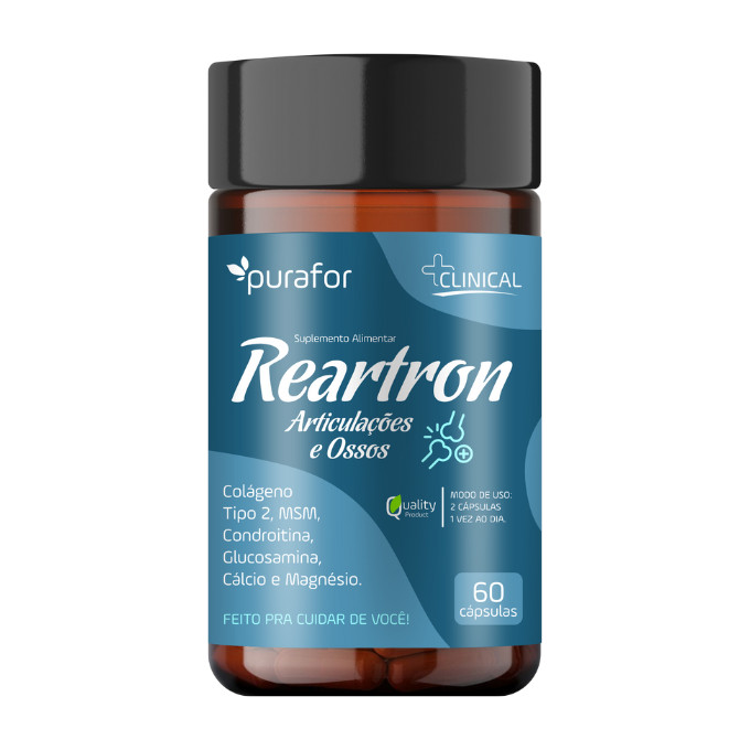 Reartron composto de Colágeno Tipo 2, para Articulações e Ossos com MSM, Cálcio, Magnésio - Purafor