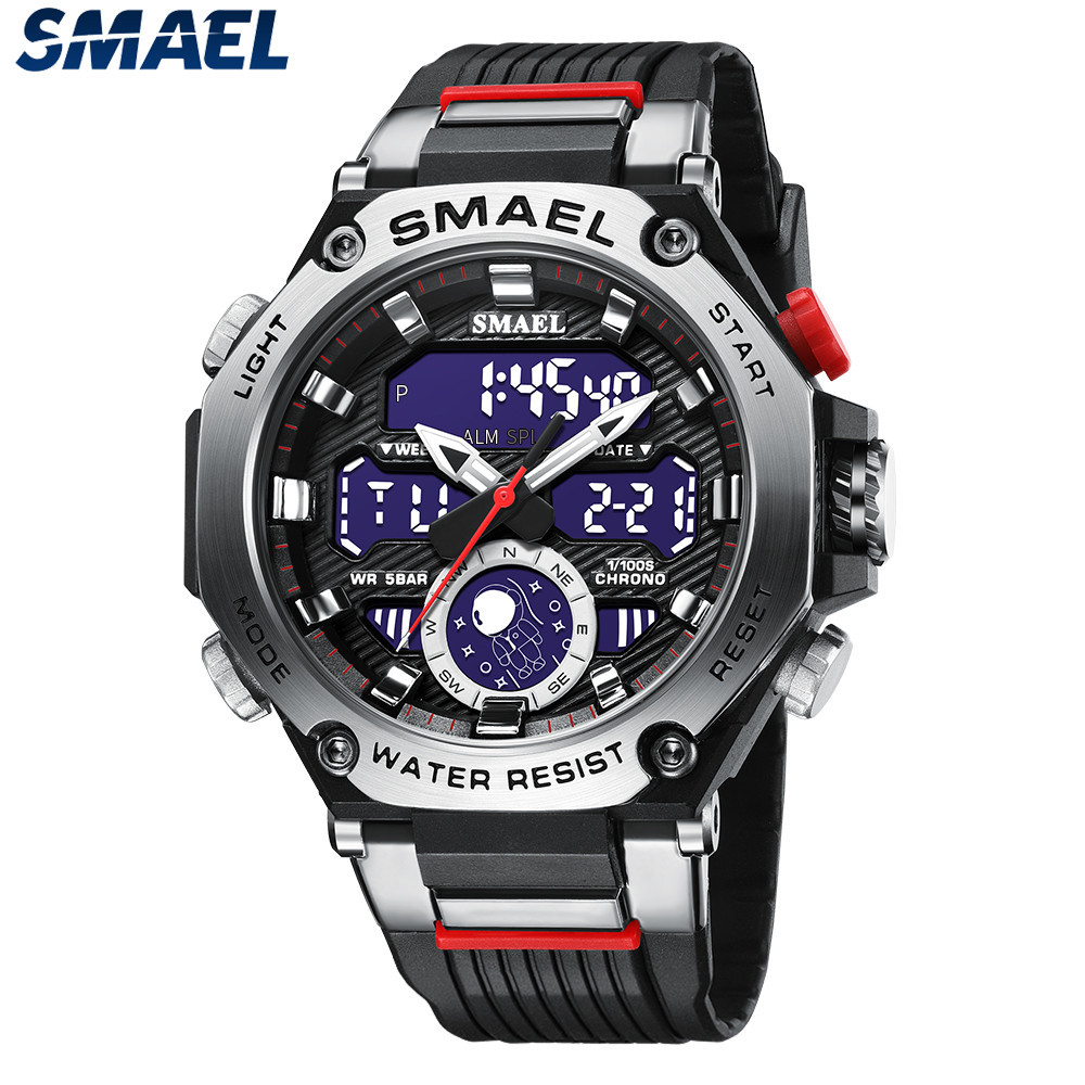 SMAEL 8069 Astro Alloy Relógio Estudantil Multifuncional Para Esportes De Lazer Eletrônico Versátil De Dupla Exibição
