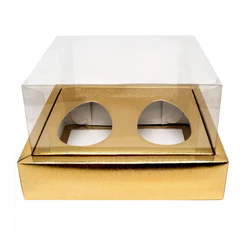 Caixa Ovo de Colher Duplo - Meio Ovo de 50g a 80g - 10,5x12x7cm - Ouro - 5 un - Assk - Rizzo