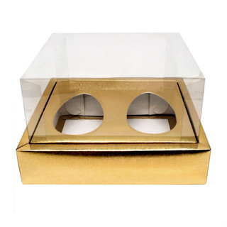 Caixa Ovo de Colher Duplo - Meio Ovo de 50g a 80g - 10,5x12x7cm - Ouro - 5 un - Assk - Rizzo em Oferta na Shopee