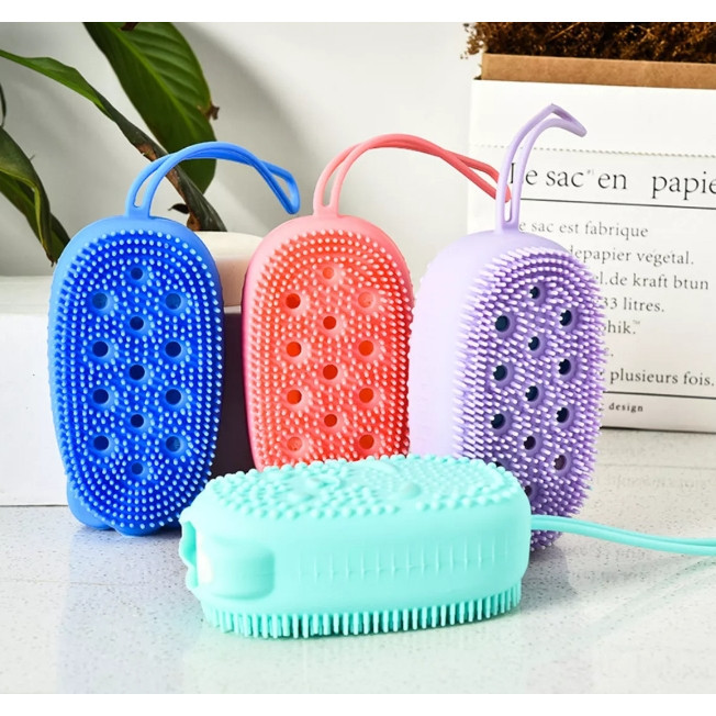 Esponja Para Banho Com Porta Sabão Escova Bucha De Silicone