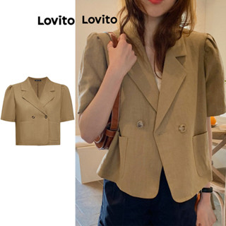 Lovito Blazer Casual Básico com Botões e Bolso para Mulheres L73AD035