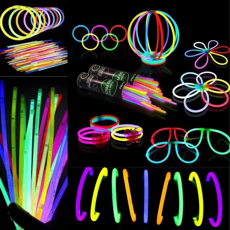 Kit Pulseira Neon Brilho 50/100/150/200 un Festa Balada aniversario Coloridas Brilha no Escuro