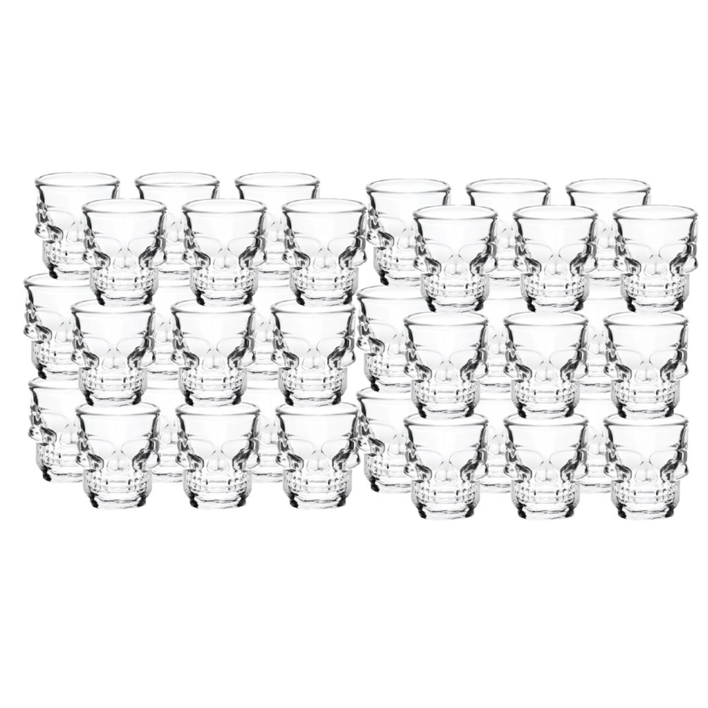 Kit 36 Copos De Vidro Drink Shot Dose Tequila Caveira 50ml