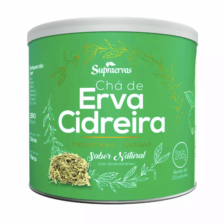 Chá Solúvel de Erva Cidreira 200g (Melissa) - Calmante e Relaxante - Zero Açúcar, Sem Corante, Sem Aromatizante