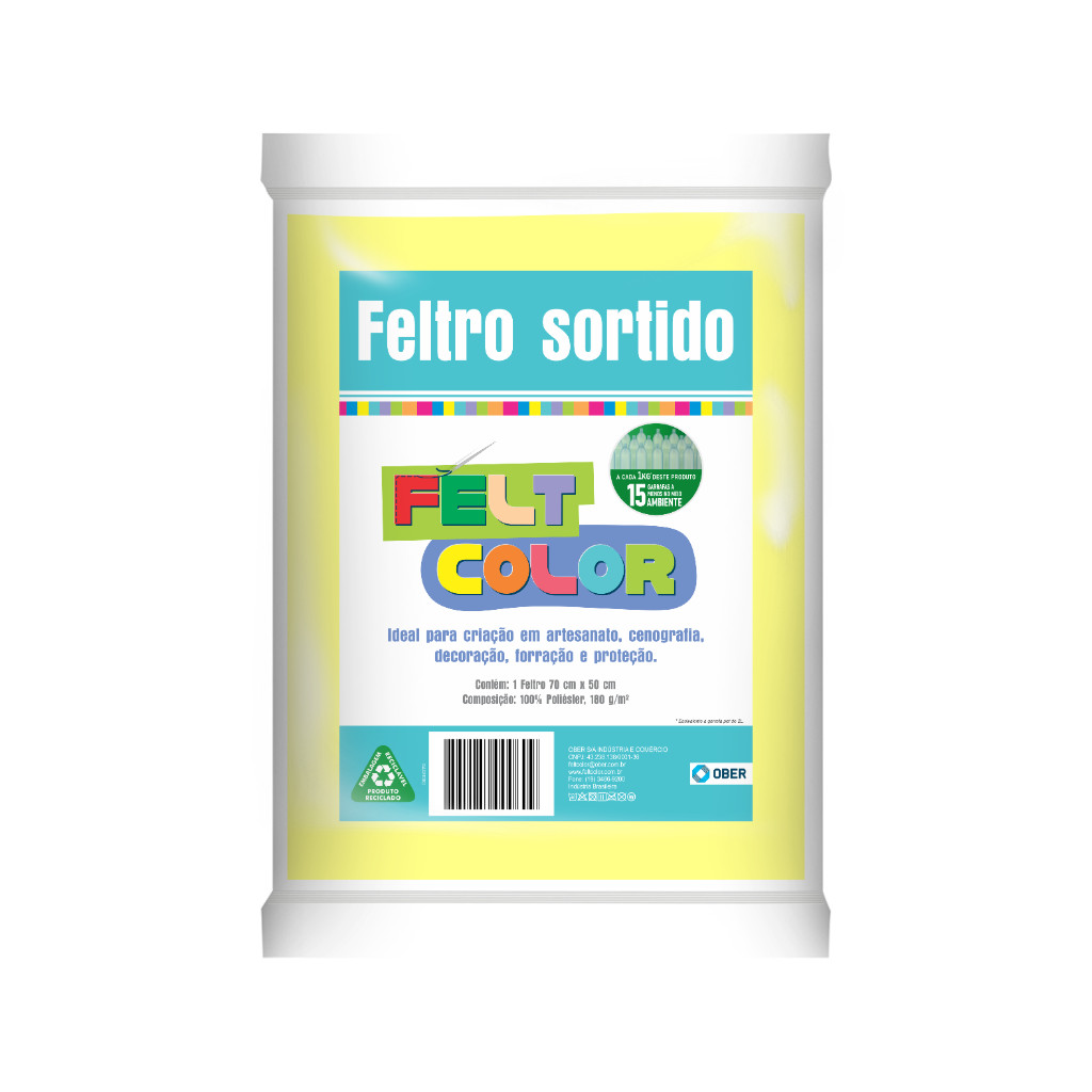 Feltro Feltcolor Liso Amarelo Mel - 70cm x 50cm