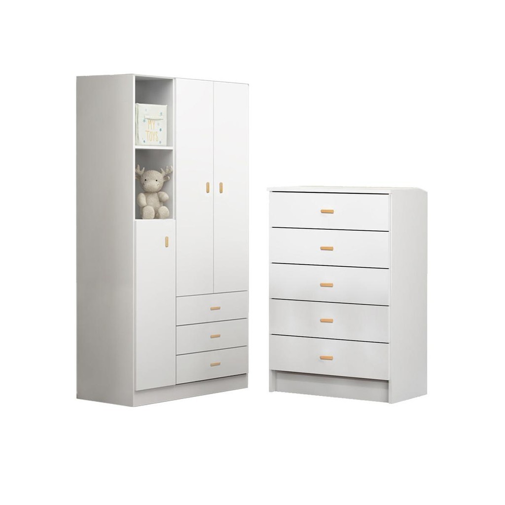 Conjunto Guarda Roupa + Comoda Ditália BB-322+BB-120 Branco em Oferta na Shopee