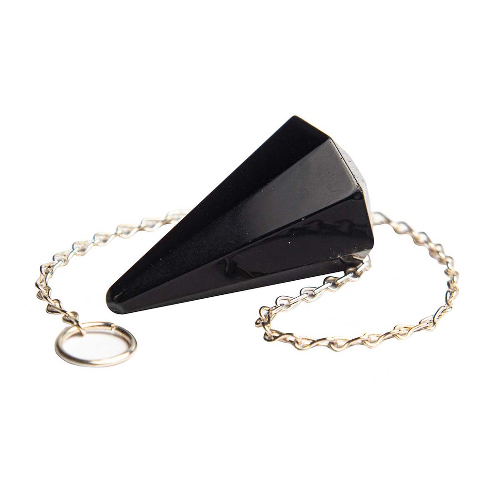 Pêndulo Pedra Obsidiana Negra Natural Lapidação Facetado