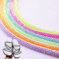 Tubo de Strass Meia Cana 6mm 1 Metro Para Tiara Laço Chinelo