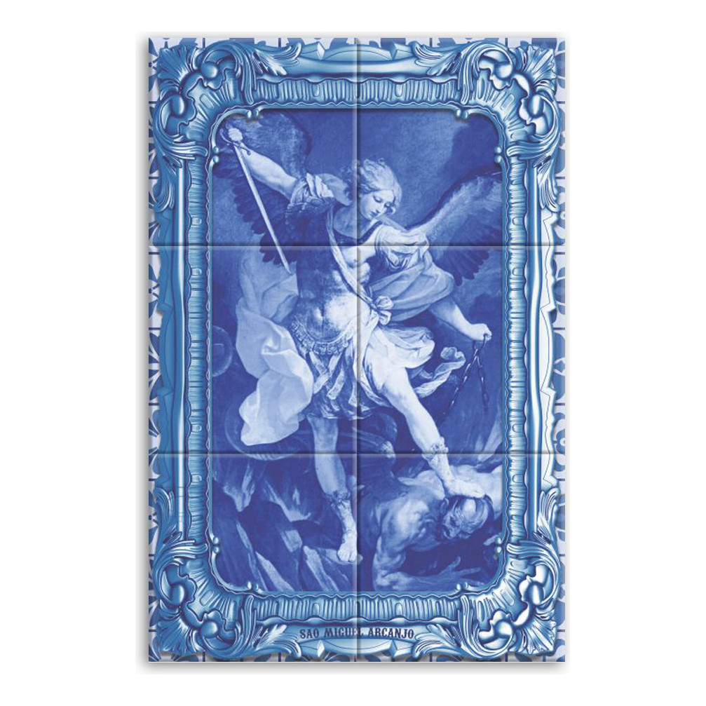 Quadro Imagem São Miguel Arcanjo Grande Azulejo Portugues !!