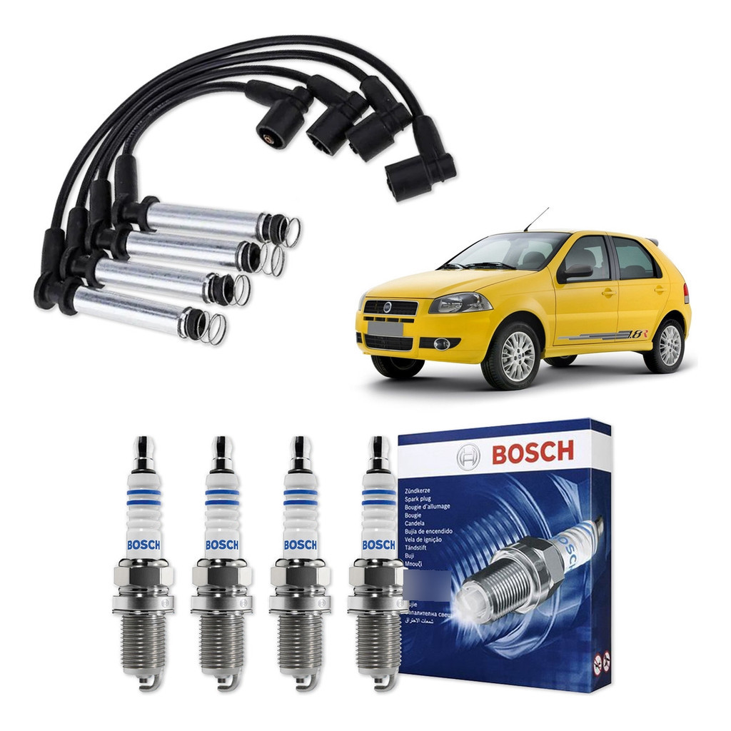 Kit Cabo E Vela de Ignição Original Bosch Fiat Palio 1.8 R MPI 8V Flex Flex 2005 A 2010
