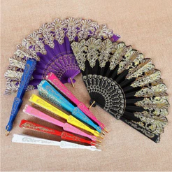 Kit 12 Leque Dobrável Paetê Luxo com Decoração Brilho para Abanar