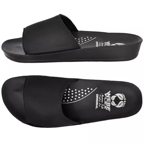 Chinelo Ortopédico Feminino Preto Macio Leve Confortável Para Esporão Fascite Plantar