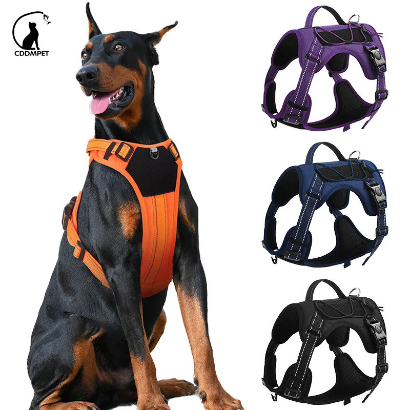 Coleira Peitoral Táticos Para Cachorro Cães Grandes À Prova De Explosão Colete Refletivo Com Alça em Oferta na Shopee