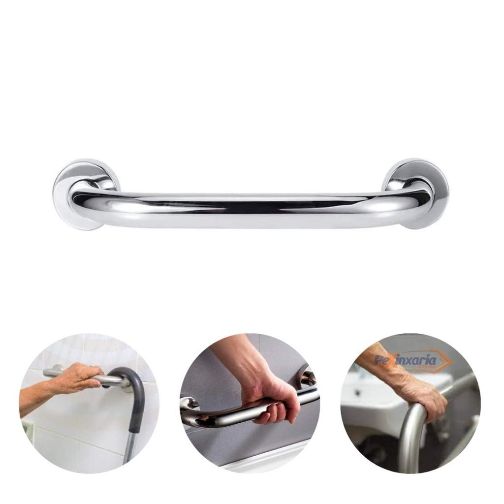 Barra De Apoio Alça 30cm Aço Inoxidável para Banheiro Idoso e Deficiente