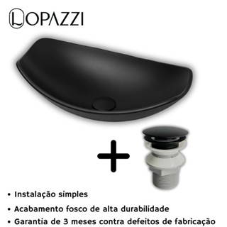 KIT LOPAZZI CUBA DE VIDRO CHANFRADA GRANDE + VALVULA CLICK UP PARA BANHEIROS E LAVABOS - CORES DE ACABAMENTO FOSCO MATTE em Oferta na Shopee