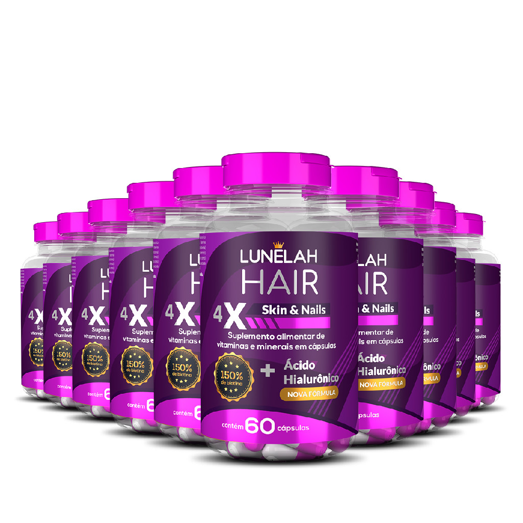 10X LUNELAH CABELO PELE E UNHAS + ACIDO HIALURONICO 60CAPS
