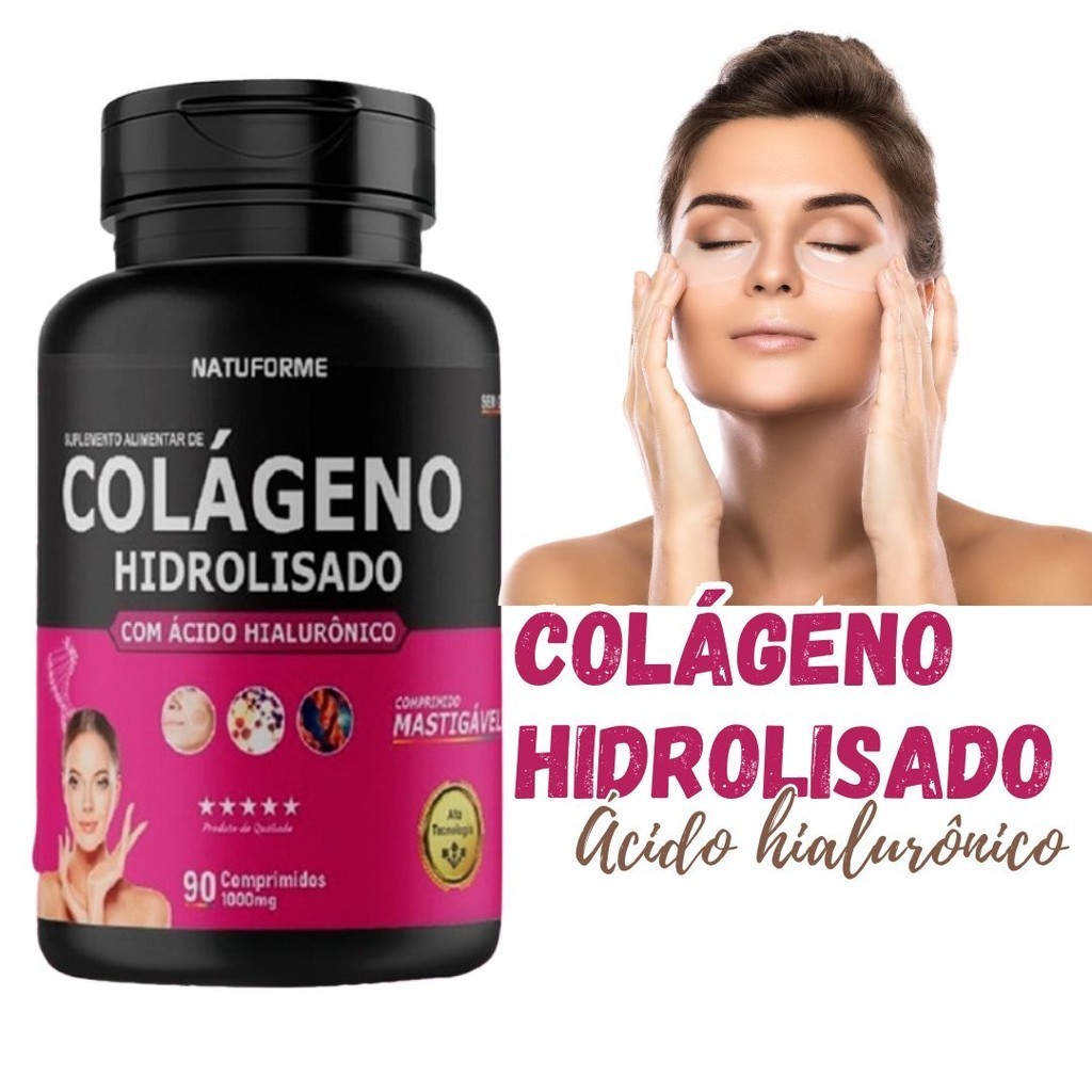 Colageno + Ácido Hialurônico comprimidos mastigáveis 90 comp