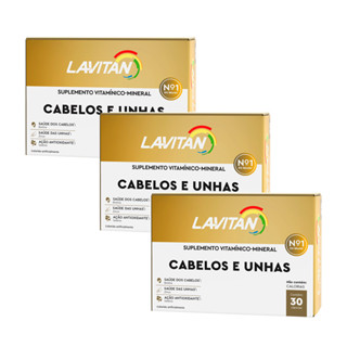Multivitamínico Lavitan Cabelos e Unhas 30 Caps 3 Caixas