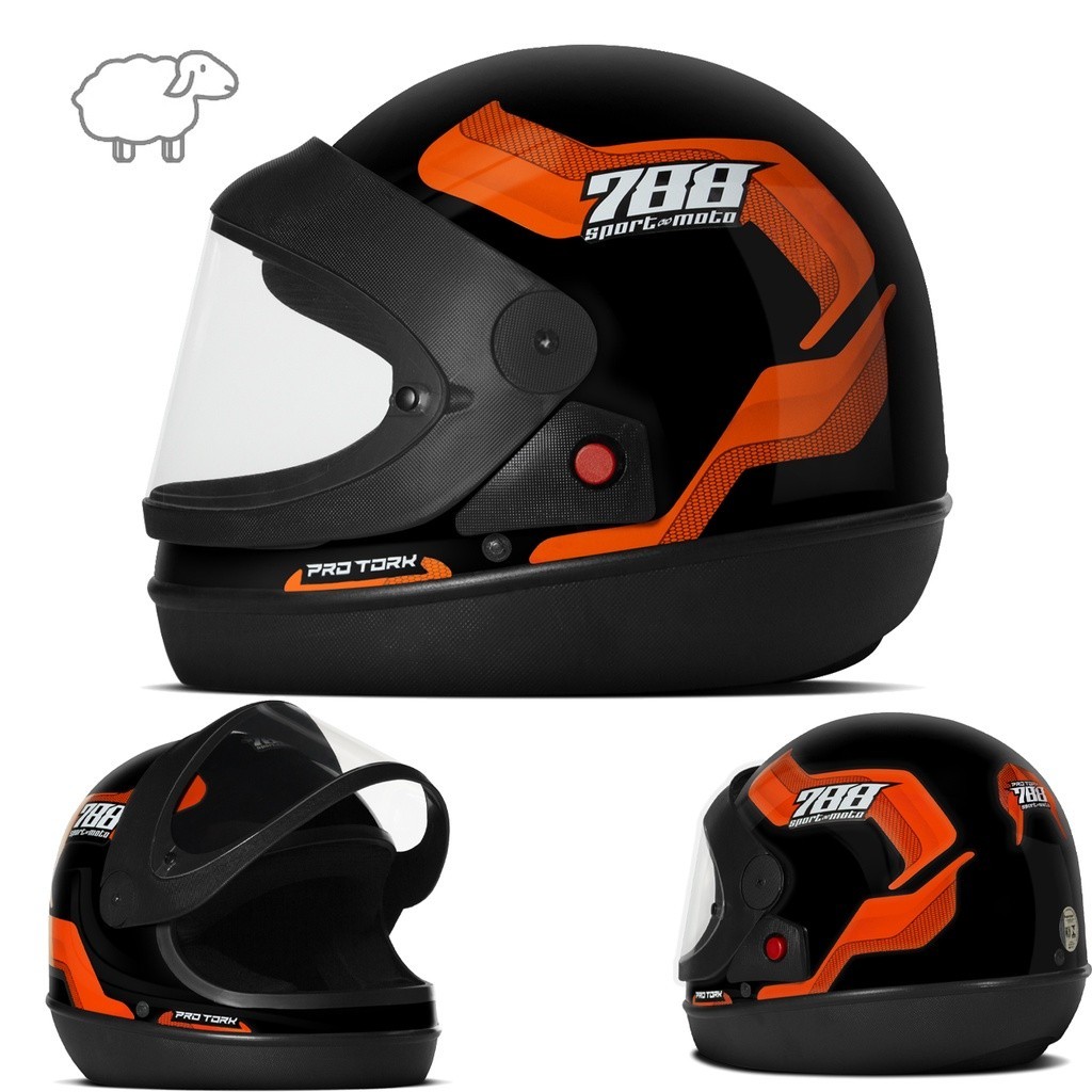 CAPACETE SPORT MOTO 788 Fechado Automatico Barato Pro Tork Masculino Feminino Moto Laranja