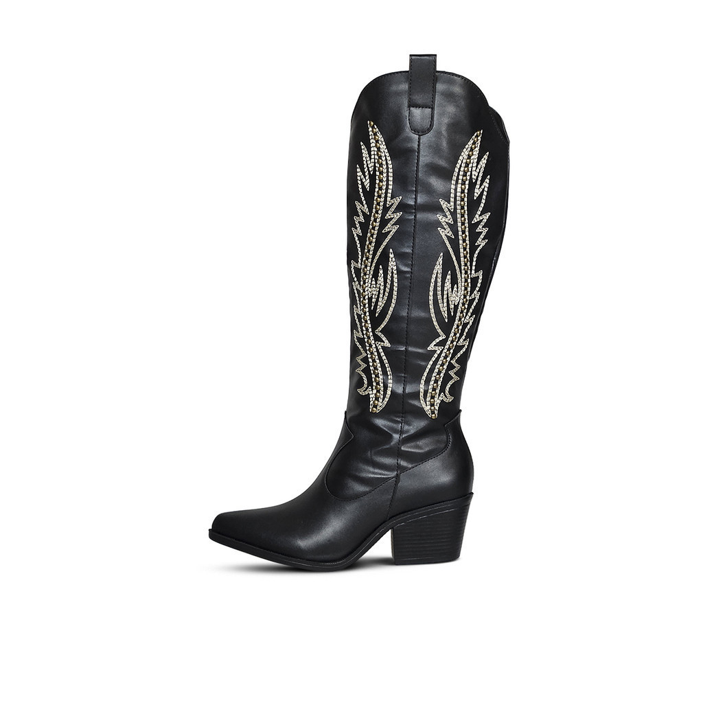 Bota Texana Preta Com Tachas
