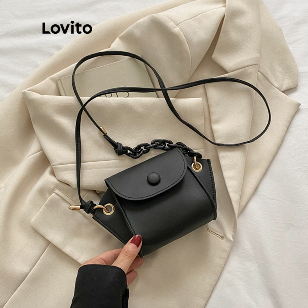 Lovito Bolsas de Ombro Pequenas com Botões Simples para Mulheres LNA13015 (Branco/Amarelo/Preto)
