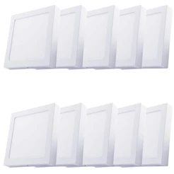 kit 10 Painel plafon led 18w sobrepor quadrado 20x20 cm Bivolt Branco Frio