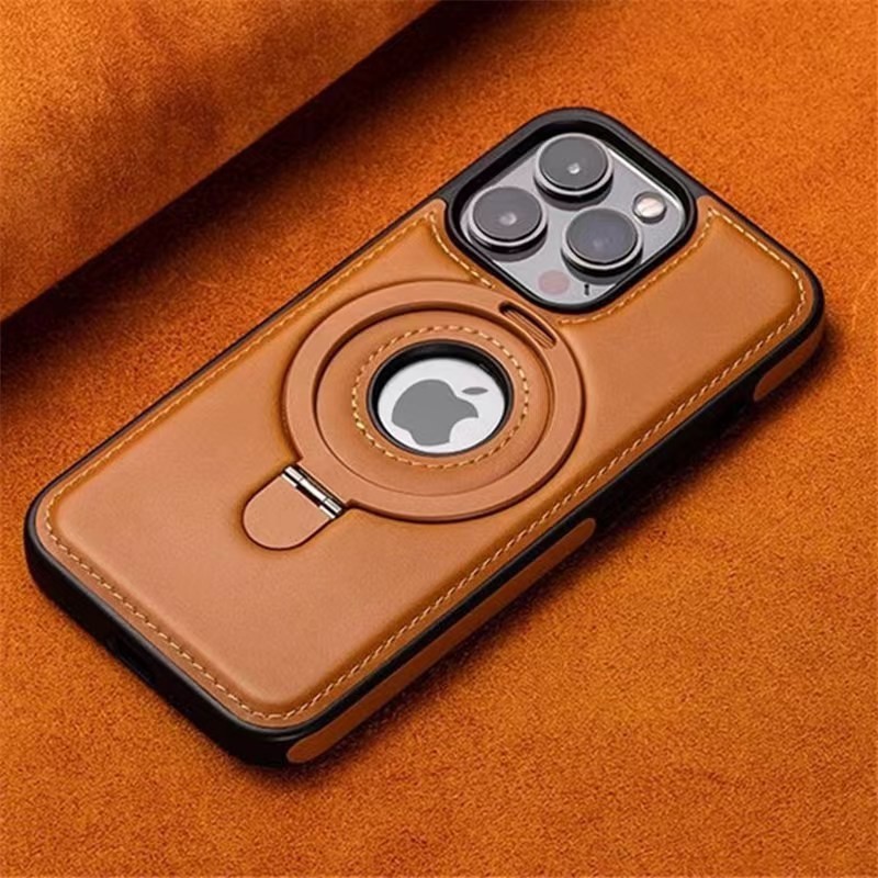 Nova Capa De Couro Resistente A Choques Para iPhone 16 15 14 13 12 11 Pro Max Original Com Suporte Embutido Magsafe em Oferta na Shopee