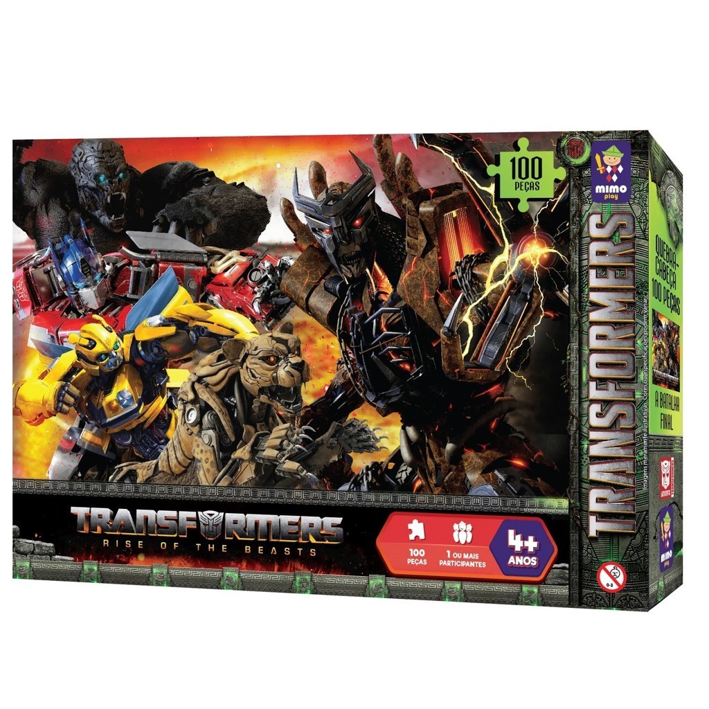 Brinquedo Infantil Quebra Cabeça Transformers a Batalha Final 100 Peças Mimo Toys 2498 em Oferta na Shopee