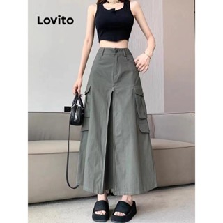 Lovito Saia feminina casual com zíper liso LNE51361