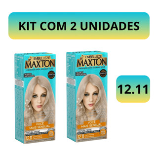 Kit c2 Tintura Maxton Creme Louro Platina Cinza Intenso 12.11 em Oferta na Shopee