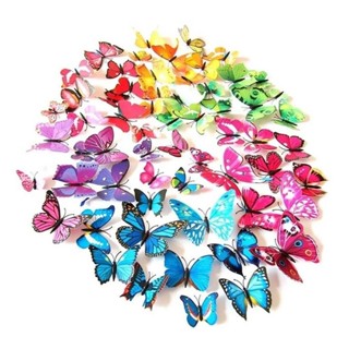 12 peças Borboletas 3d de PVC com Adesivo e Imã para Decoração de Quarto Teto Parede enfeite de Geladeira em Oferta na Shopee