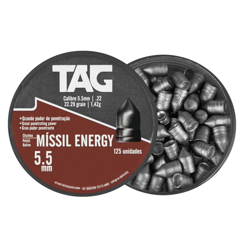 CHUMBINHO MISSIL ENERGY 5,5MM - C/ 125PC - TAG em Oferta na Shopee