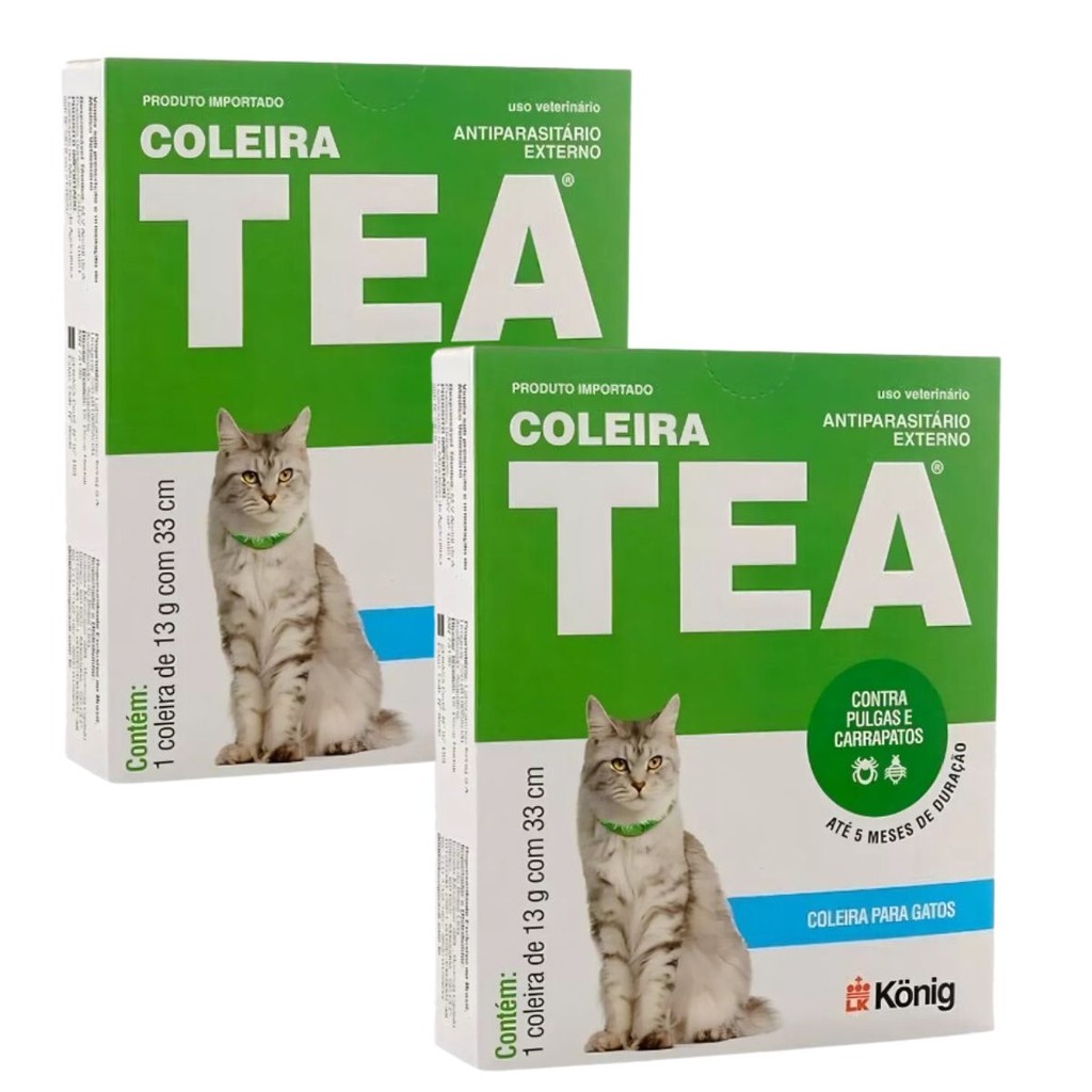 02 Coleira Antipulgas E Carrapatos Tea 327 Gatos 13g C/ 33cm em Oferta na Shopee