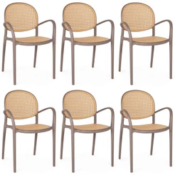 Kit 6 Cadeiras de Jantar Roma com Braço para Sala e Cozinha