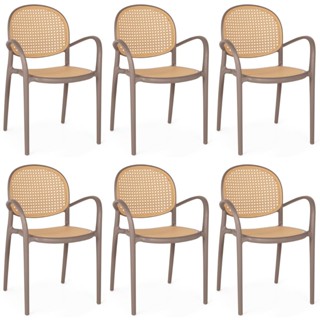 Kit 6 Cadeiras de Jantar Roma com Braço para Sala e Cozinha em Oferta na Shopee