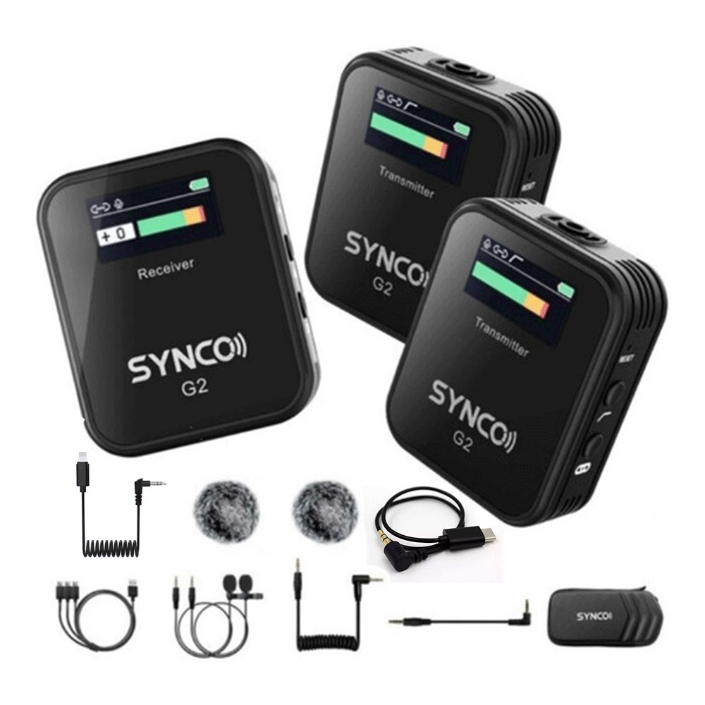 Microfone Lapela Duplo G2A2 Synco + Cabo Lightinig + USB C