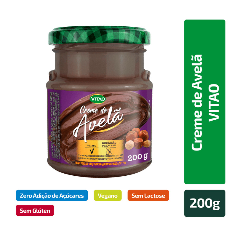 Creme De Avelã Vegano Zero Vitao 200g - Food & Beverages