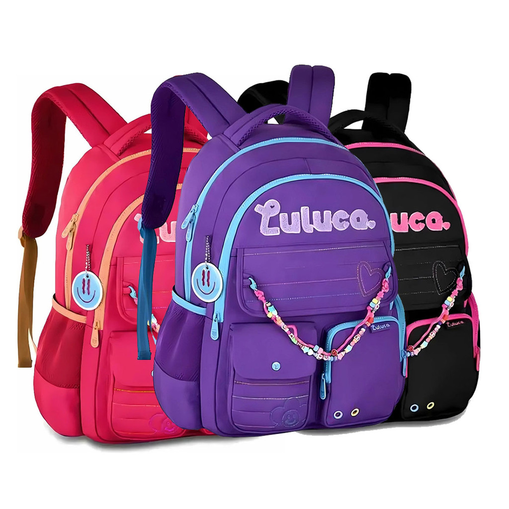 Mochila Luluca Costa Grande Miçanga Notebook Bolsos Juvenil em Oferta na Shopee