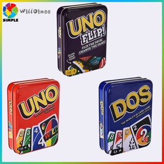 WILLOINEE UNO Wild/Flip/DOS Jogo Clássico De Caixa De Ferro