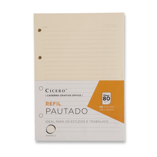 Refil Polen caderno argolado/fichario A5 CICERO 40f Pautado em Oferta na Shopee