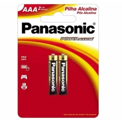 PILHA ALCALINA PANASONIC AAA PALITO 1,5V CARTELA 2 UNIDADES