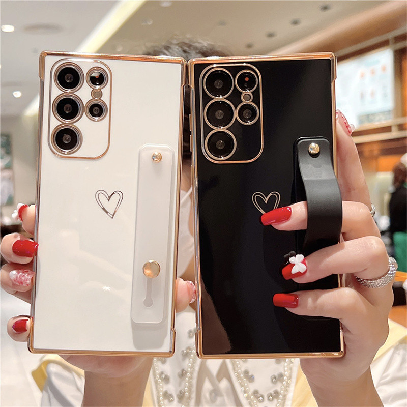 Chapeamento Urso Suporte Caso De Telefone Para Samsung S24 FE S24 UltraPlus S23 S21 À Prova De Choque Mão Stander Capa