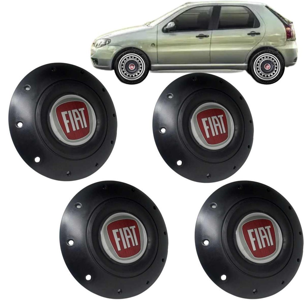 Jogo 4 Calota Centro Roda Ferro Aro 13 14 15 Fiat Uno, Palio, Strada, Punto  todos 4 furo
