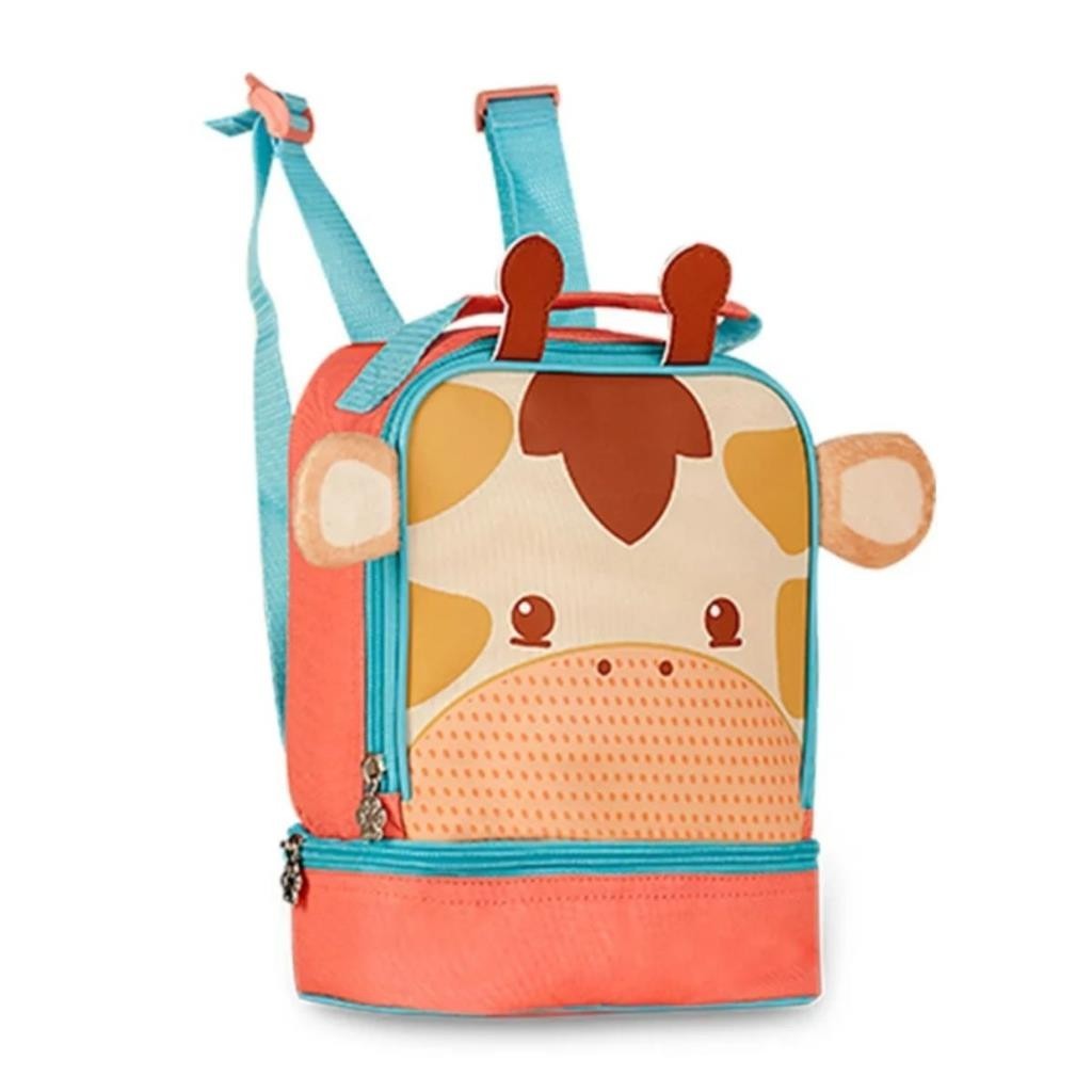 Lancheira Termica Girafa Girafinha C/ 2 Bolsos Termicos Escolar/Passeio - Super Resistente - Clio