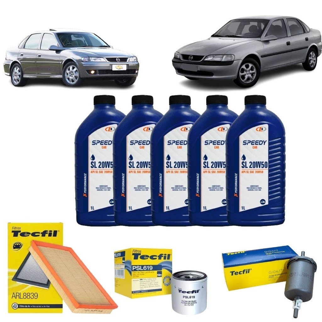 Kit Troca De Oleo Filtros Vectra 2.0 2.2 Gls 8V 16V 20w50 API SL Mineral revisão original Chevrolet em Oferta na Shopee