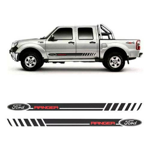 Par Adesivo Faixa  Lateral Da Caminhonete Ford Ranger Vinil