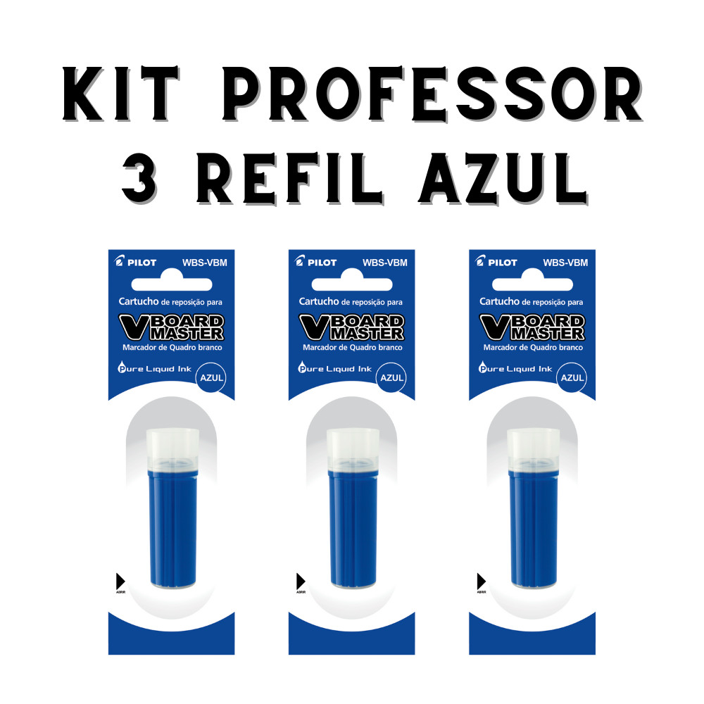 Kit 3 Refis PILOT V-Board Master Azul